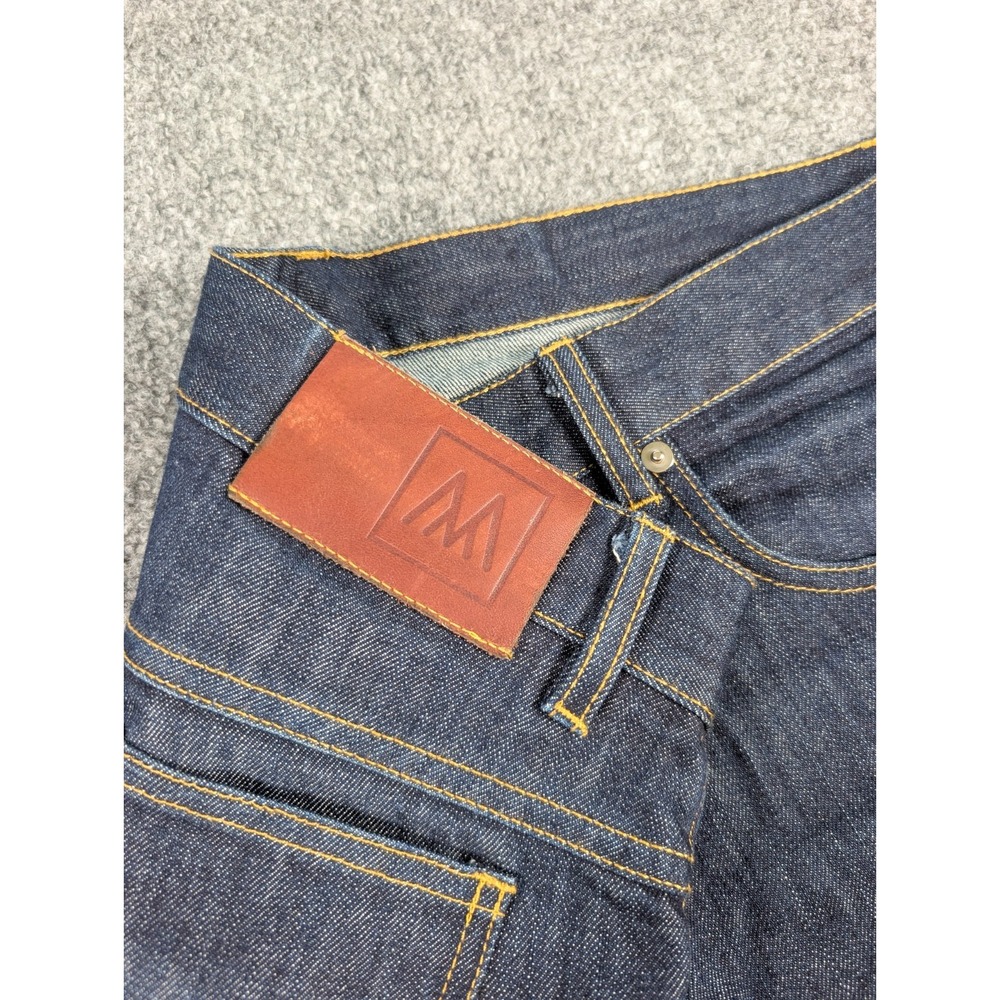 Mizzen + Main Straight Leg‎ Jeans Mens 36/32 Dark Wash Stretch Button Fly